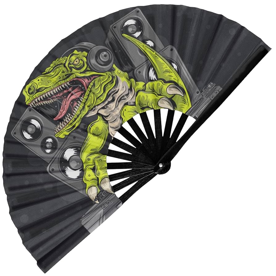 Amazon.com: GloFX Folding Fan - DJ Dino - Large Rave Clack